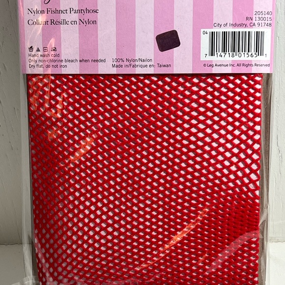 Leg Avenue Nylon Fishnet Pantyhose, Red Plus Size - Picture 5 of 9